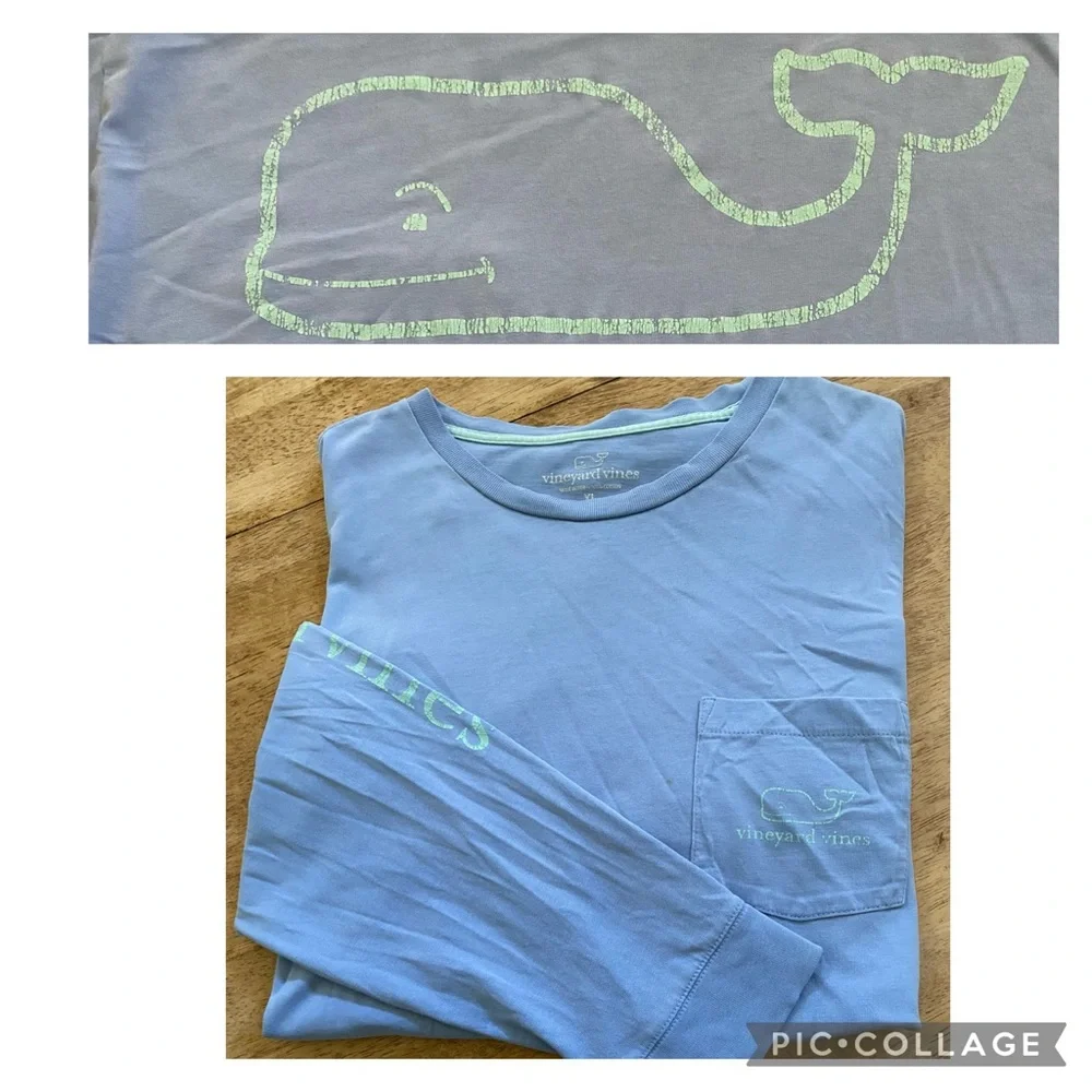 Vineyard Vines Men’s Size XL Light Blue 100% Cotton Long‎ Sleeve Graphic Shirt